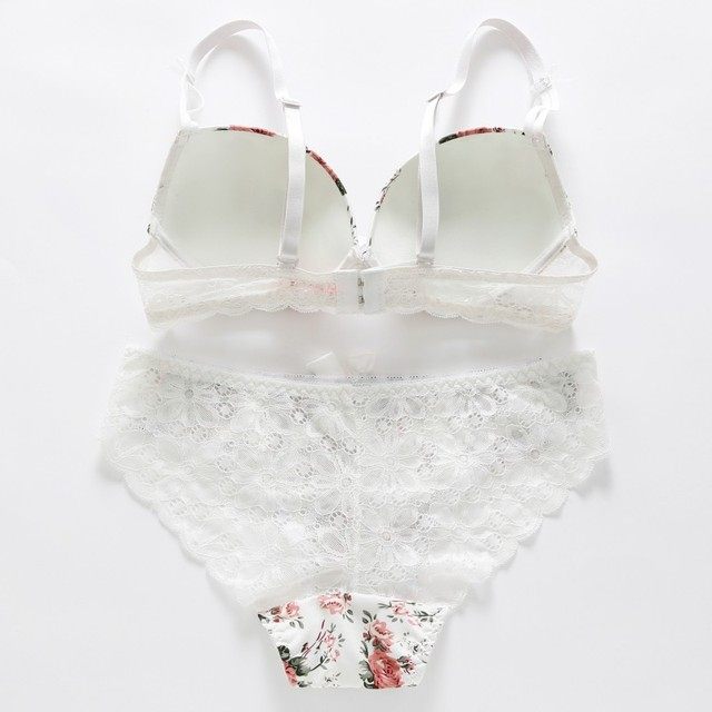 Embroidered lace lingerie set