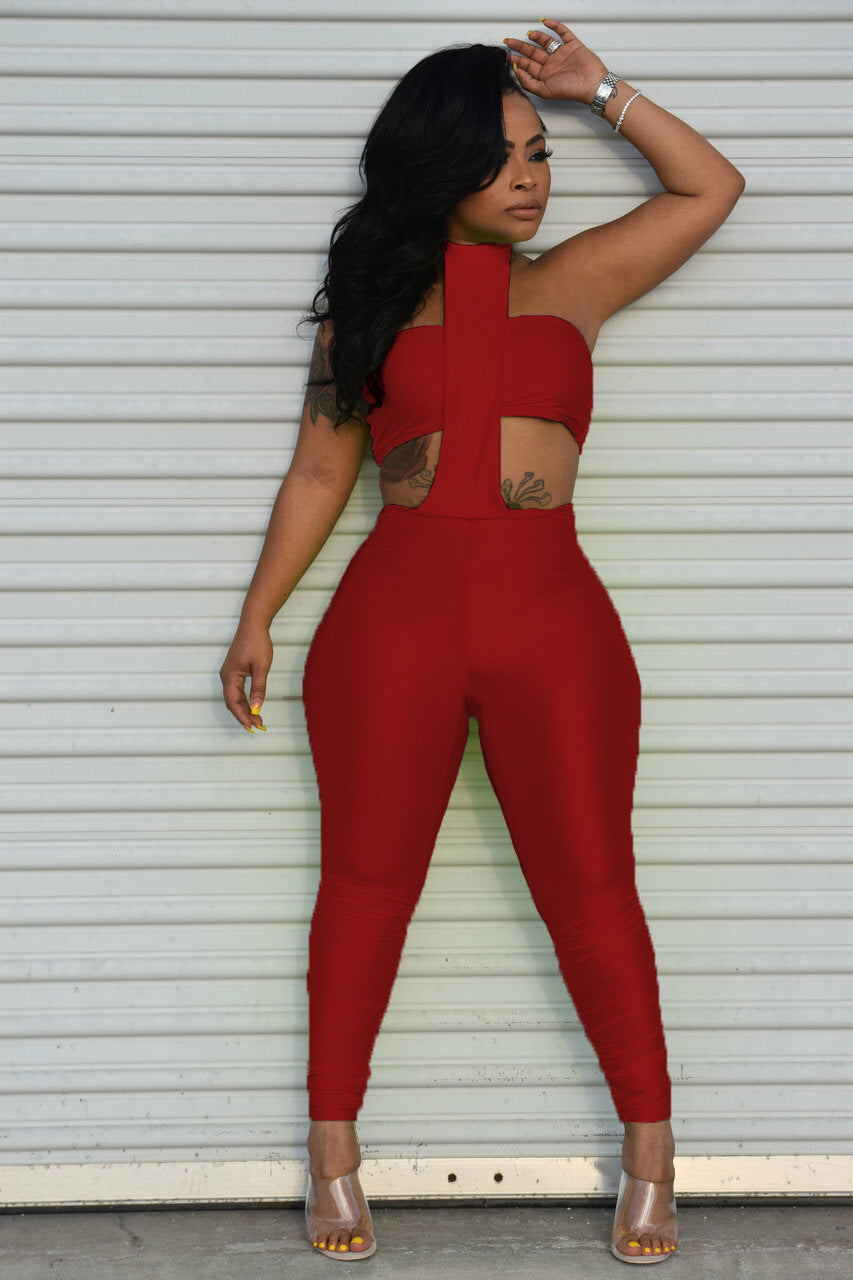 Summer Solid Color Strapless Two-Piece Set