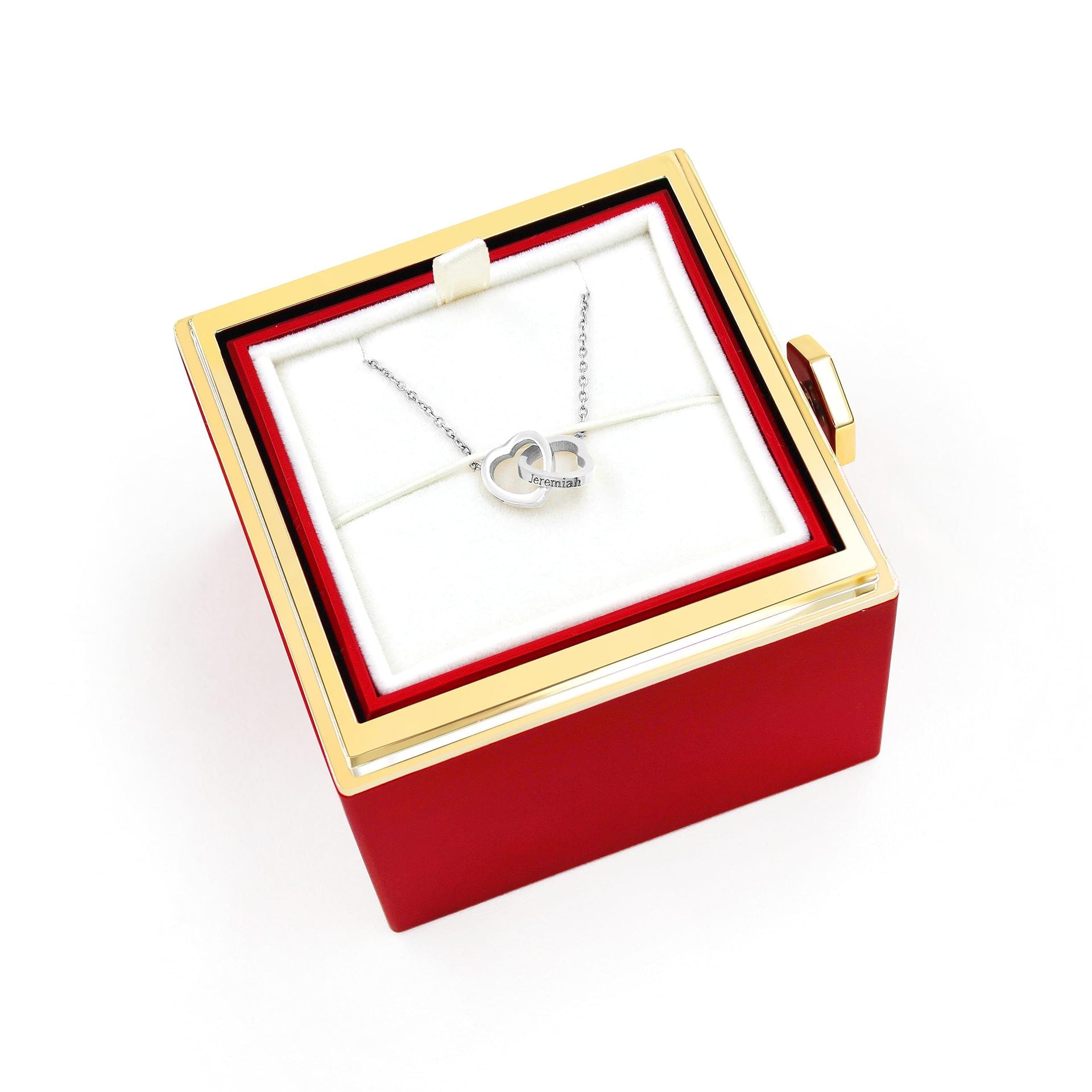 Double Heart Engraved Necklace with Gift Box