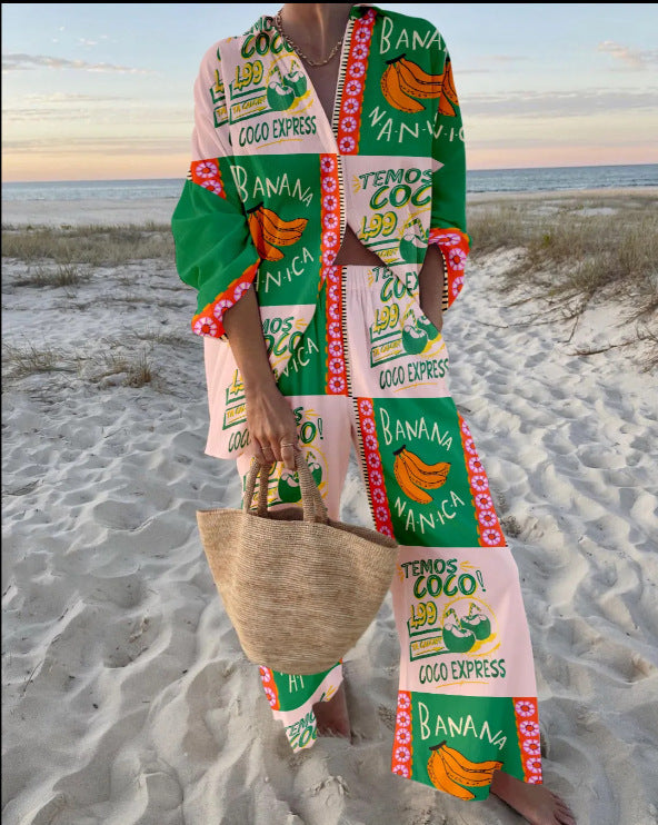 women colorful beach suit set