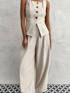 Izabel | Elegant Sleeveless Top and Trousers Set