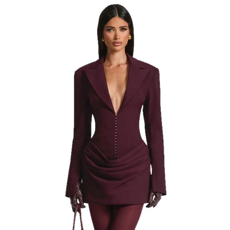 Viviana deep V-neck dress suit