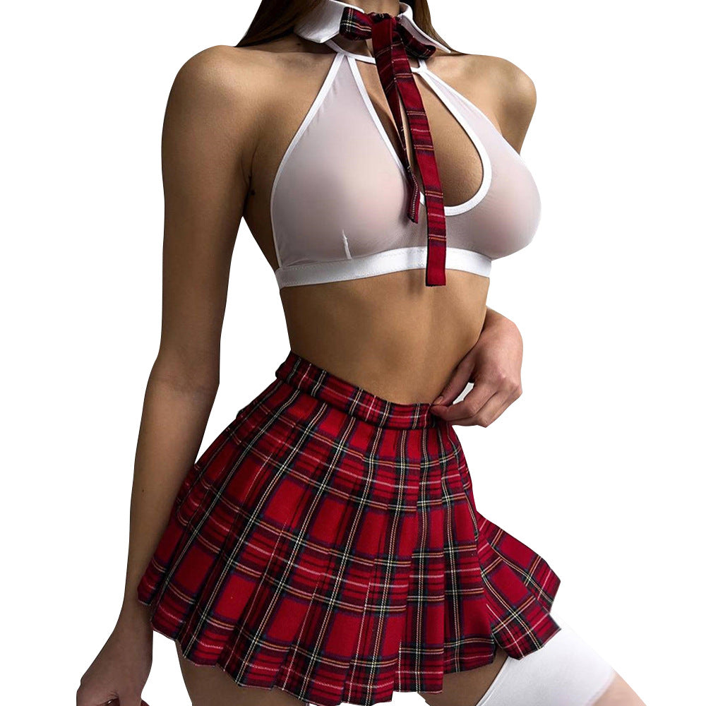 Cosplay Teacher Lingerie Set with Mesh Skirt