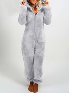 Fleece-Lined Hooded Jumpsuit Pajamas