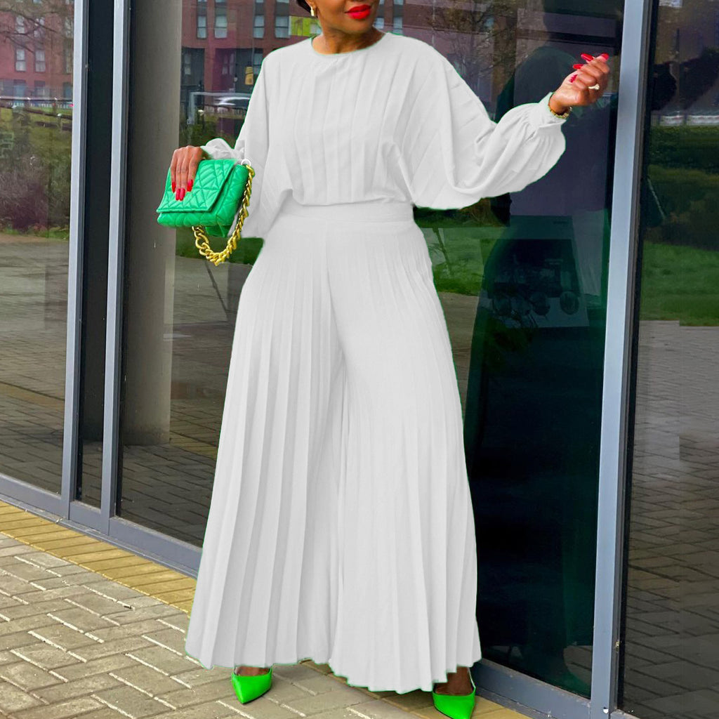 Casual Loose Fit Shirt and Wide Leg Pants