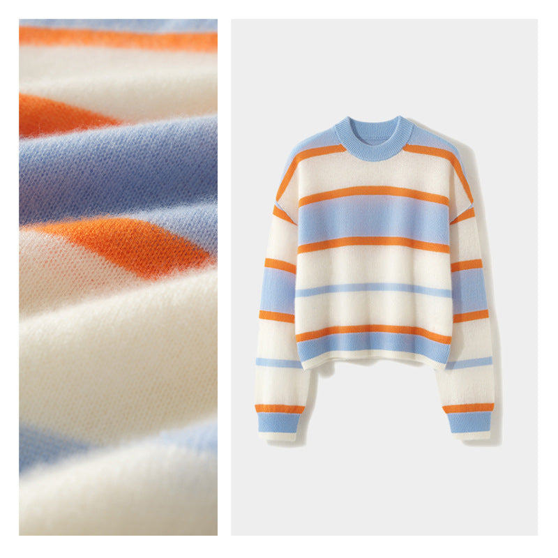 Goat hair wide round-neck sweater