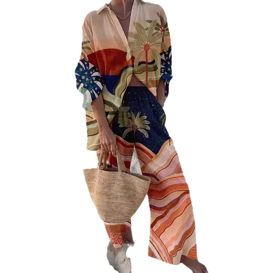 women colorful beach suit set