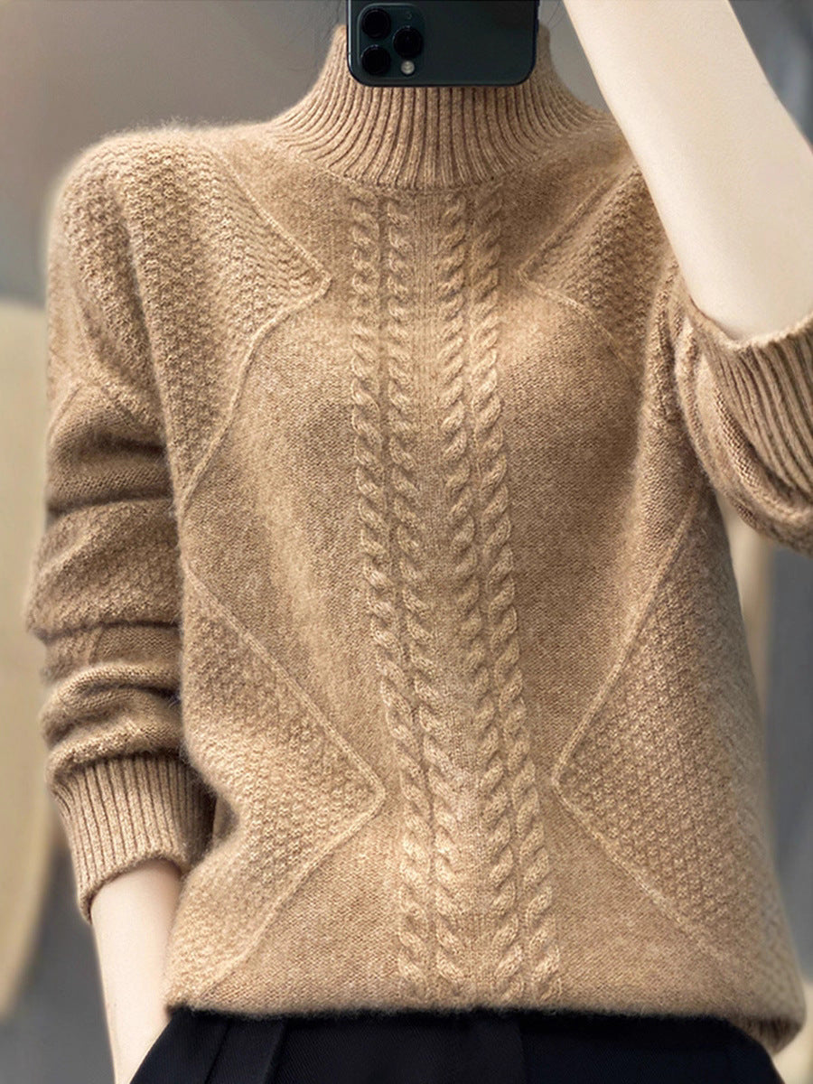 Diamond Twist Autumn and Winter Turtleneck Sweater
