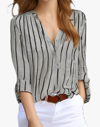 Women's printed striped blouse