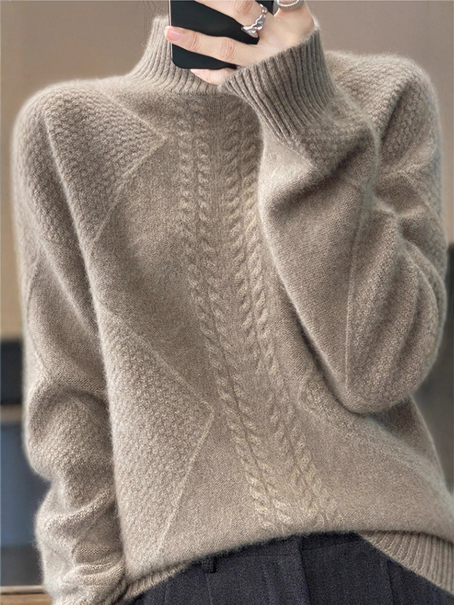 Diamond Twist Autumn and Winter Turtleneck Sweater