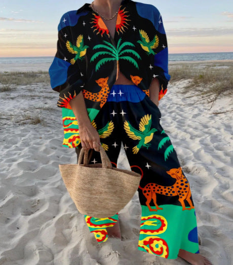 women colorful beach suit set