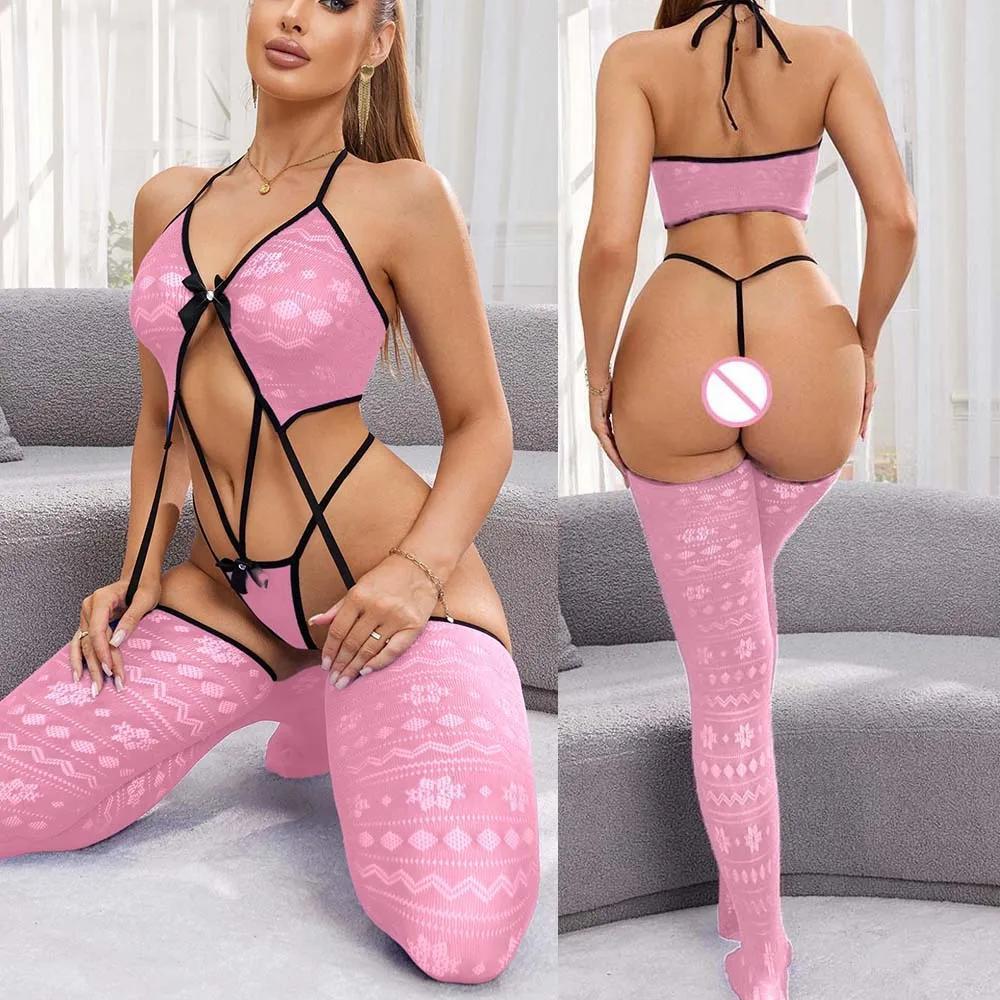 French Slim-Fitting One-Piece Underwear with Stockings