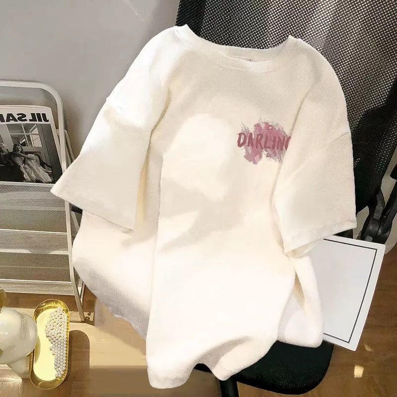 Retro Letter Print Women's Loose T-Shirt