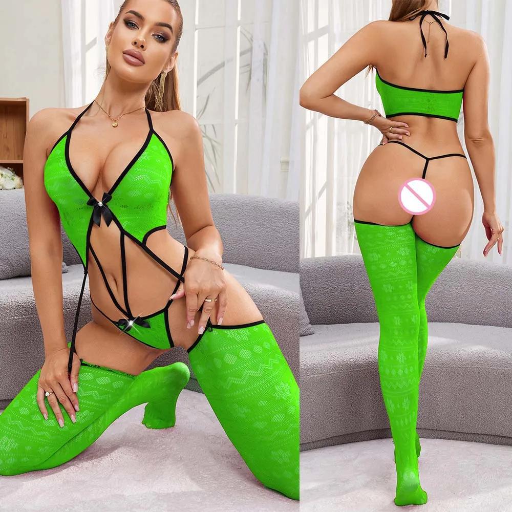 French Slim-Fitting One-Piece Underwear with Stockings