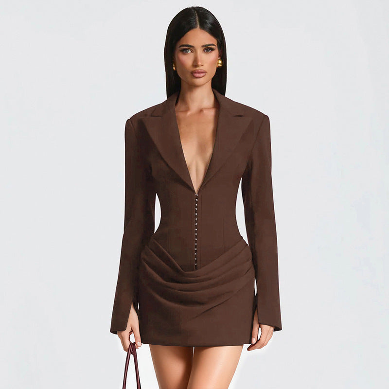 Viviana deep V-neck dress suit