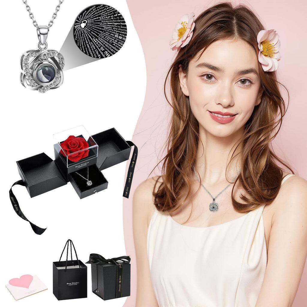 Heart-shaped Zircon Projection Necklace