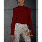 Satin Scarf Collar Casual Shirt