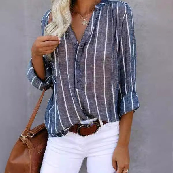 Women's printed striped blouse