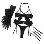 Bow Lingerie Set with Gloves and Leg Ring