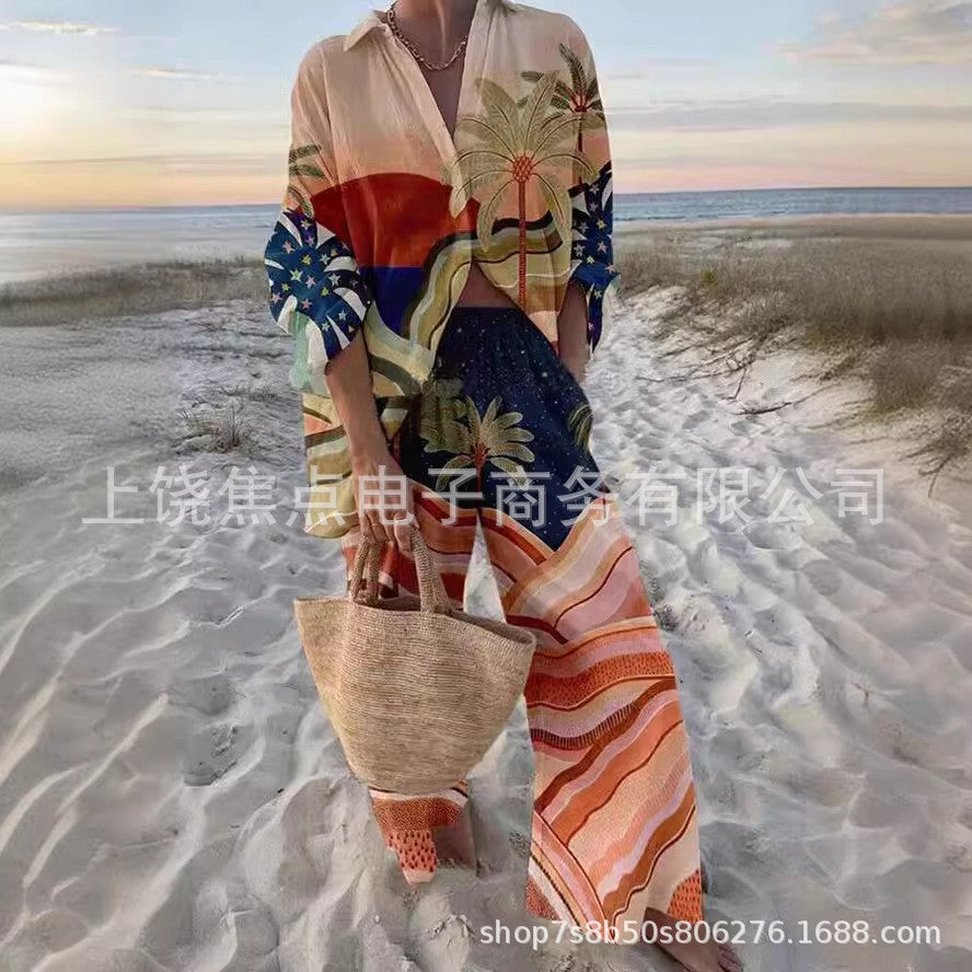 women colorful beach suit set
