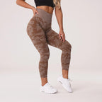 Snow-patterned camouflage yoga pants