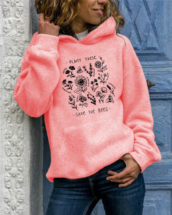 Hooded Sweat Flower Print
