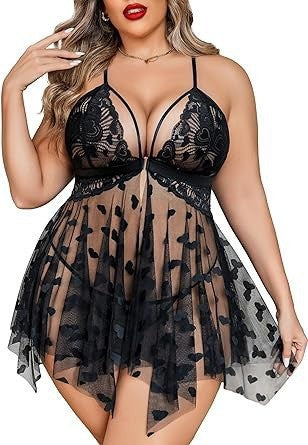 Lace Mesh Lingerie Pajama Set