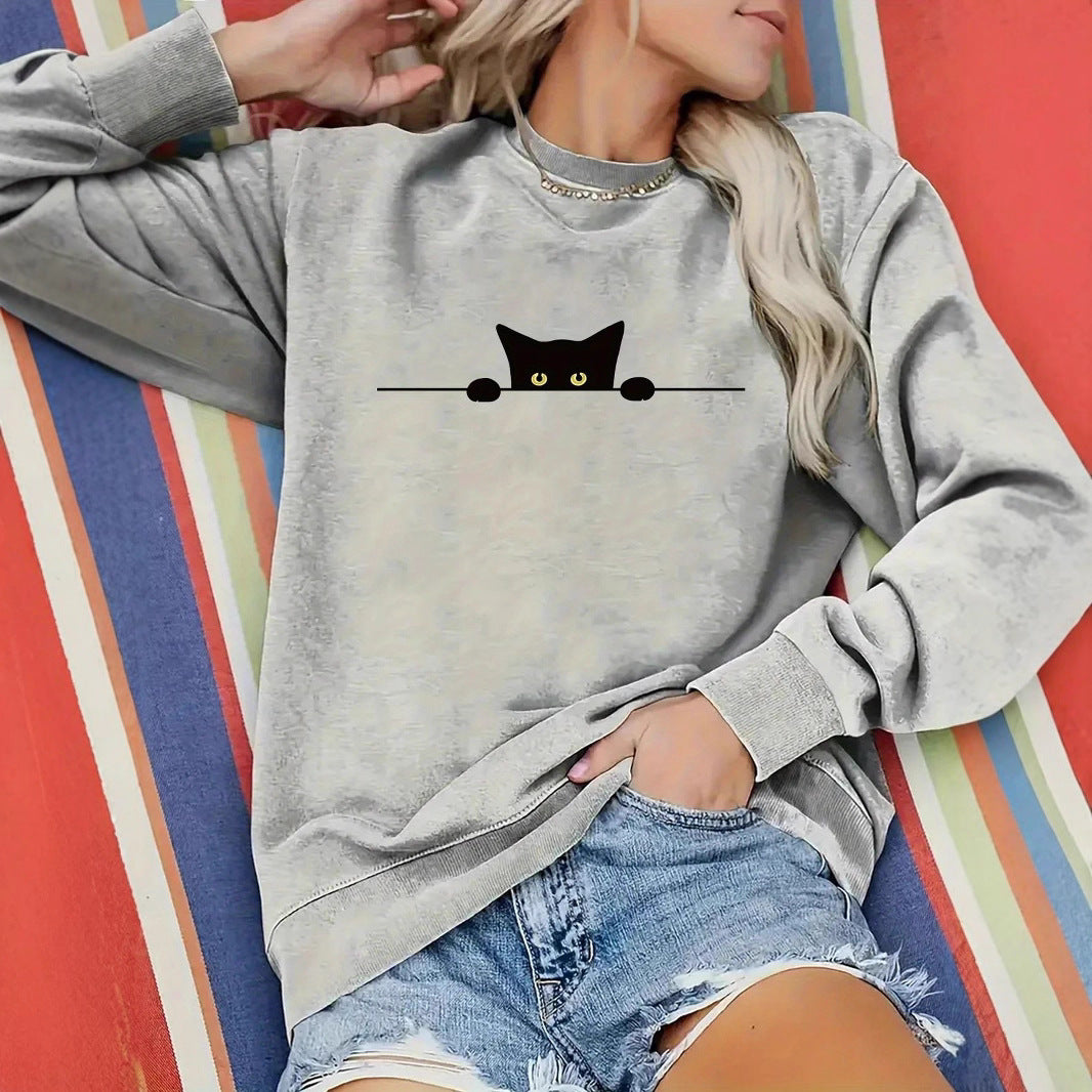Cute Cat Print Sweatshirt