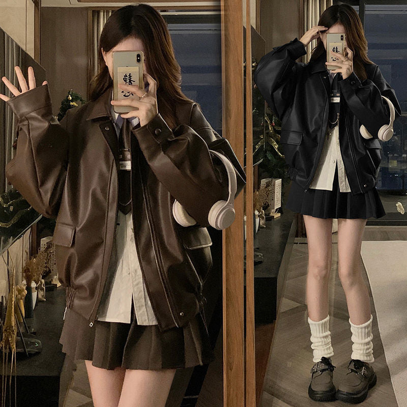 faux leather jacket