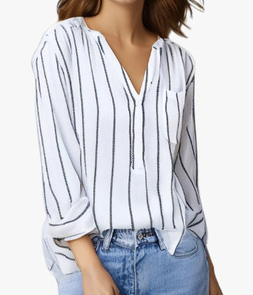 Women's printed striped blouse