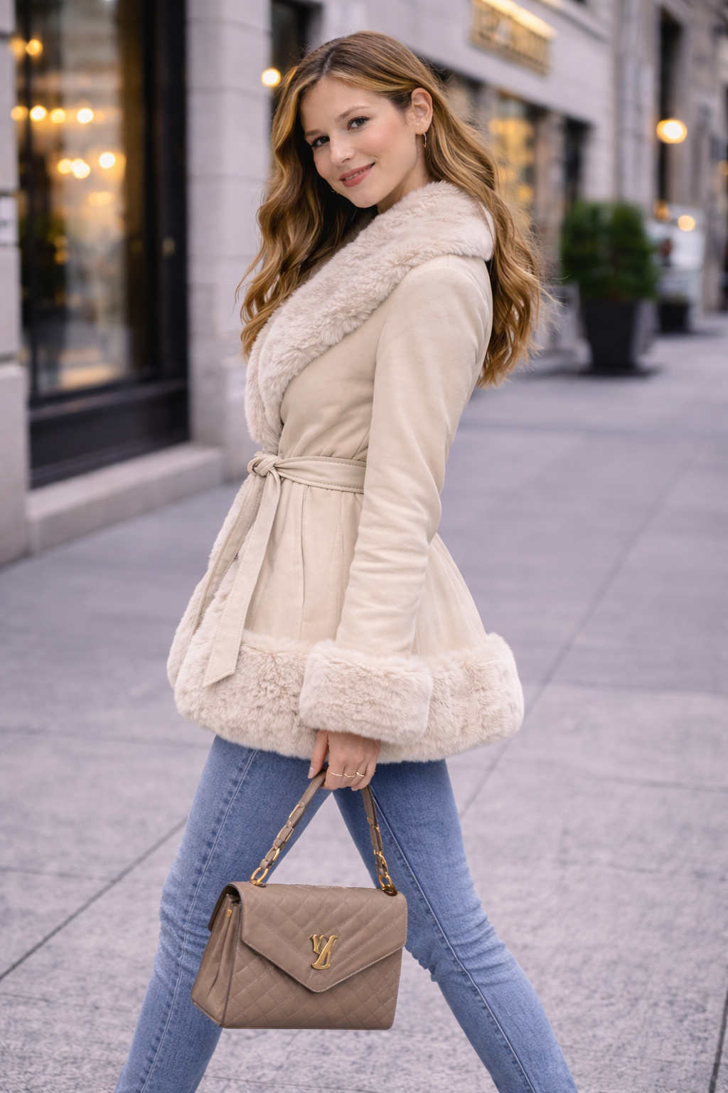 Faux Fur Collar Winter Coat