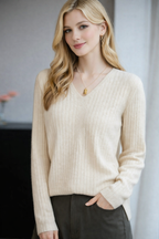 Millie V-neck knit top for women