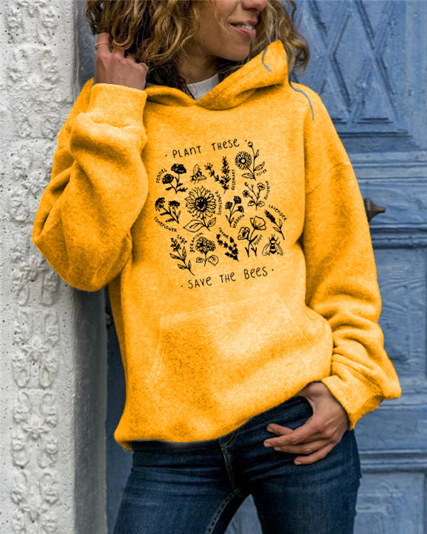 Hooded Sweat Flower Print