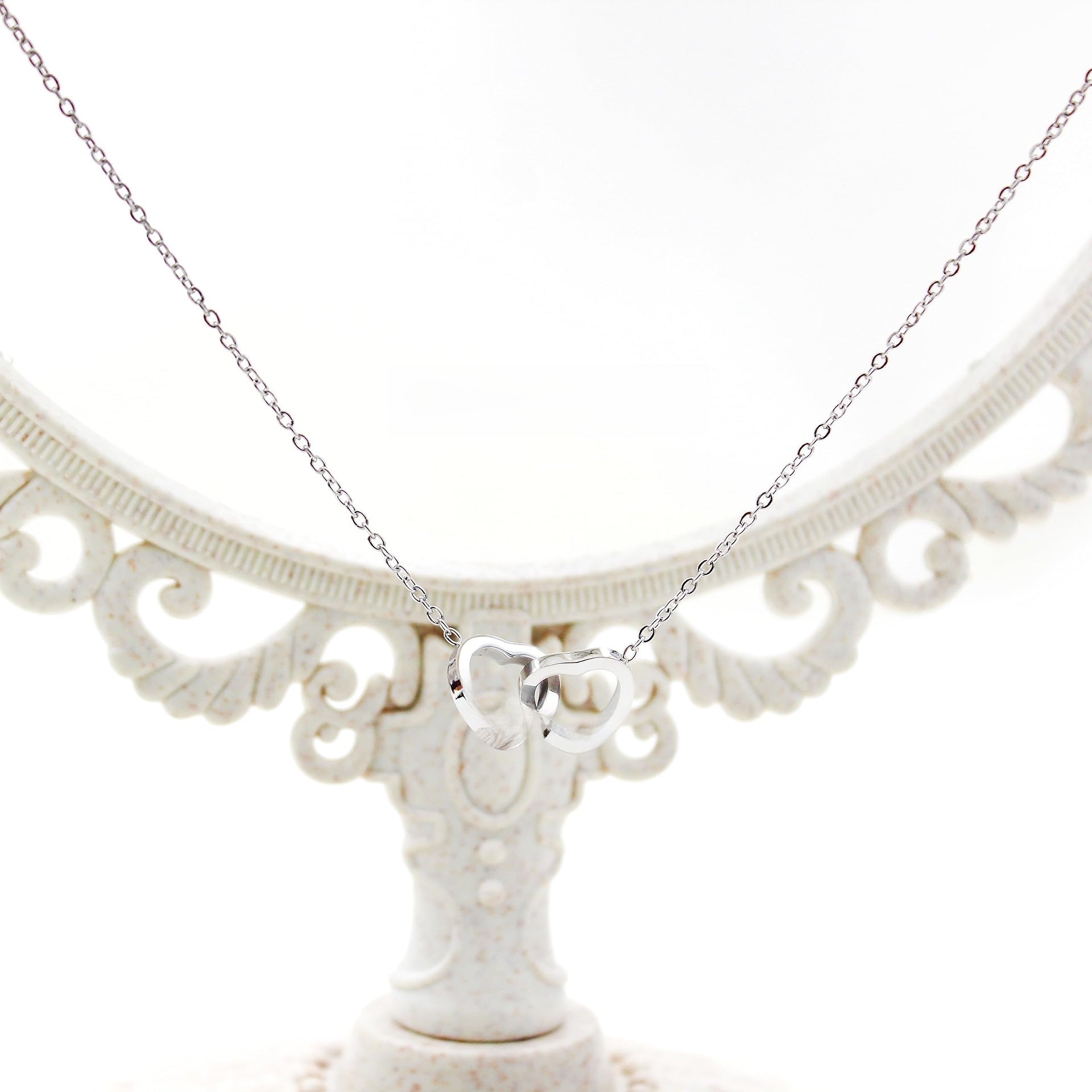 Double Heart Engraved Necklace with Gift Box