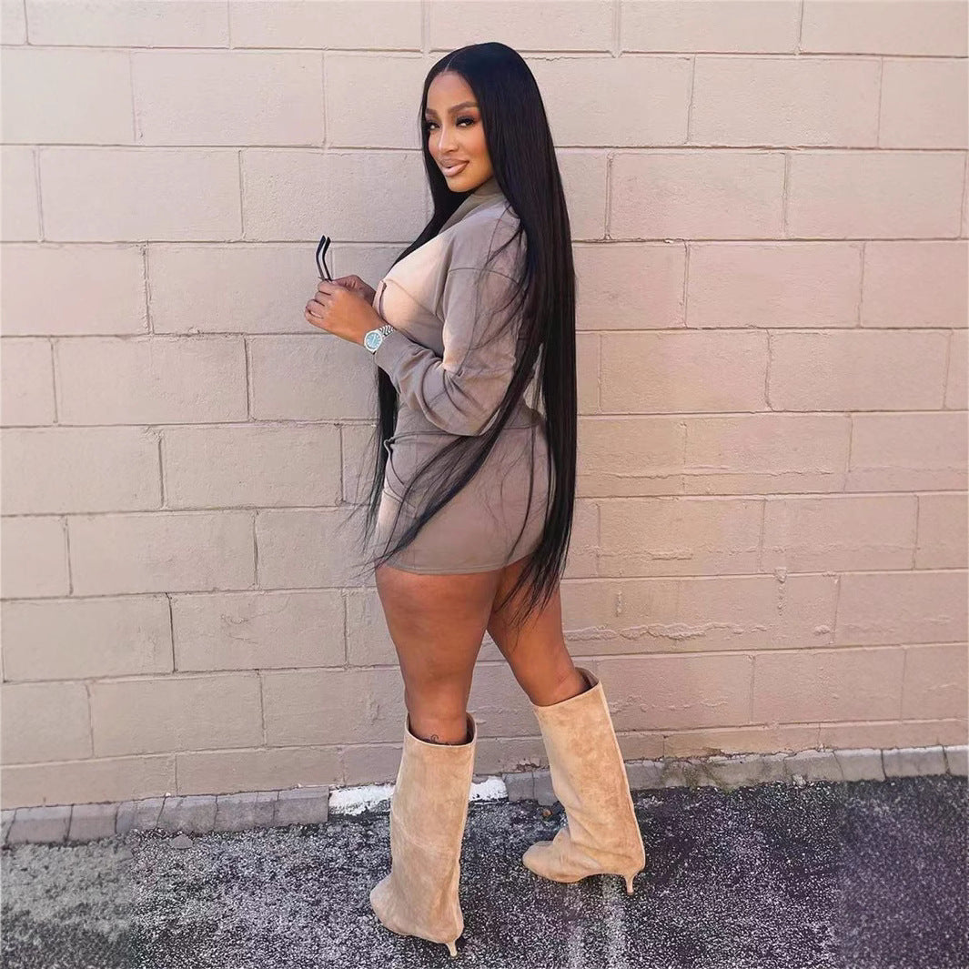 Hooded Slim-fit Vest and Skirt Set