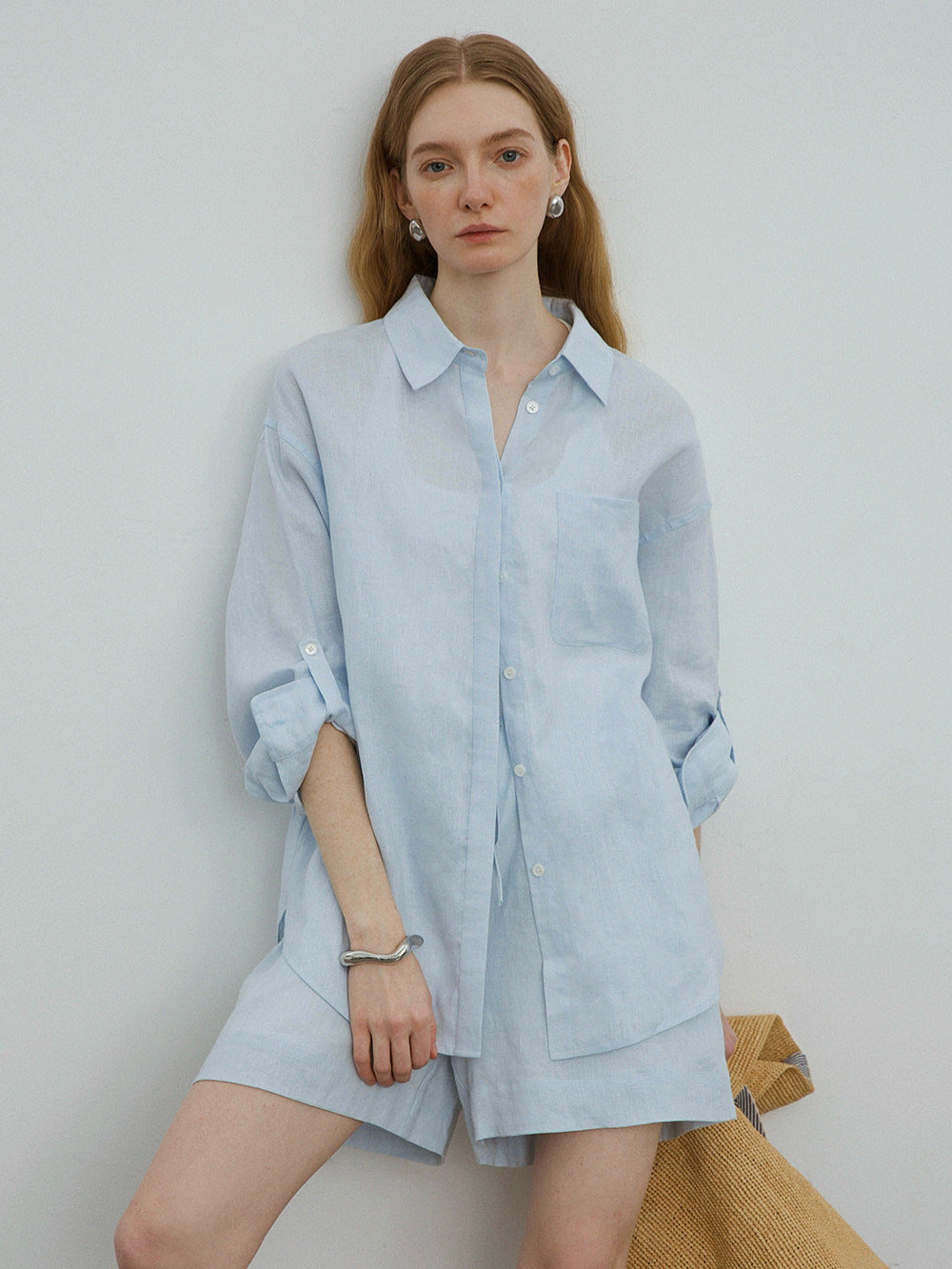 Linen tailored shirt and shorts
