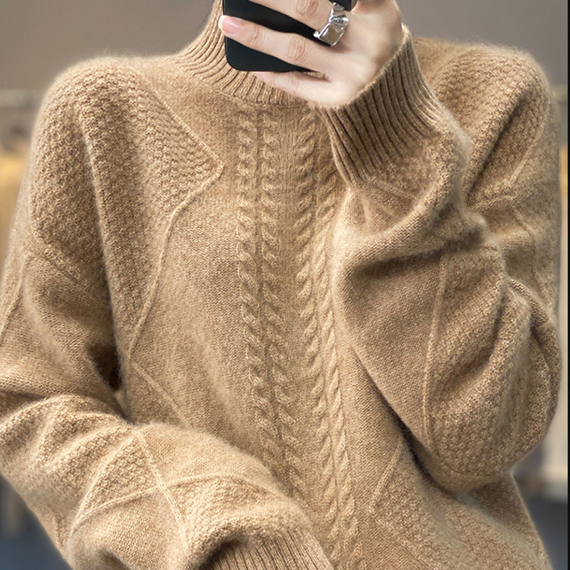Diamond Twist Autumn and Winter Turtleneck Sweater