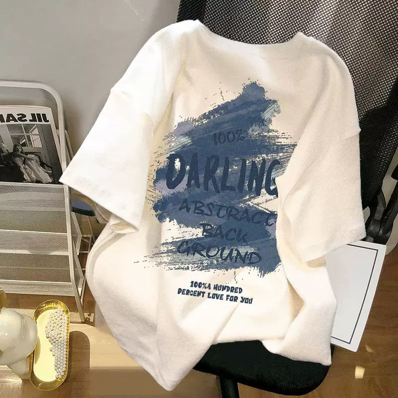 Retro Letter Print Women's Loose T-Shirt