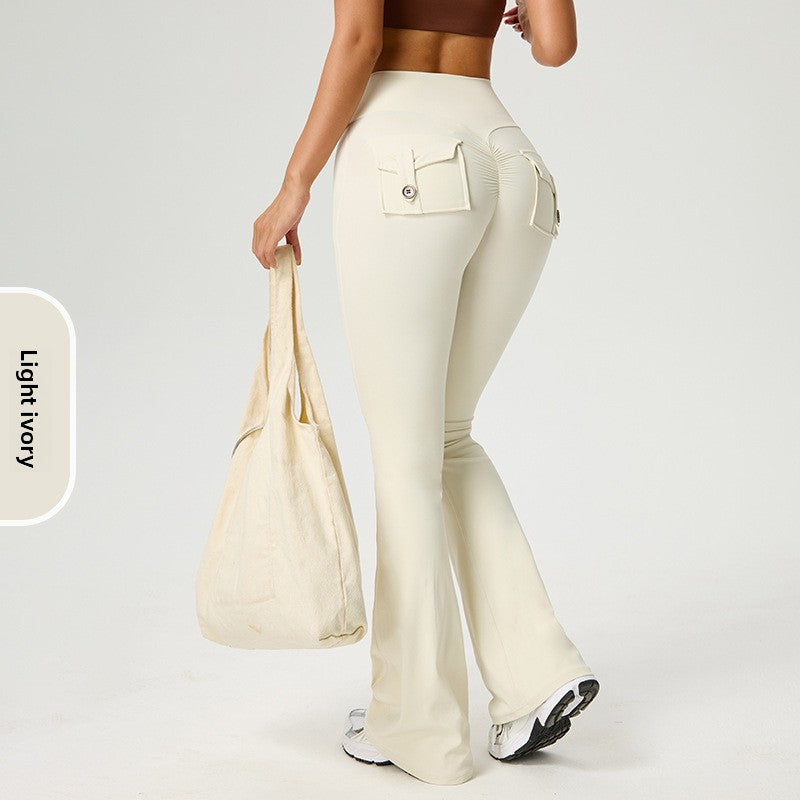 Lula Flared High-Waisted Yoga Pants with Pockets