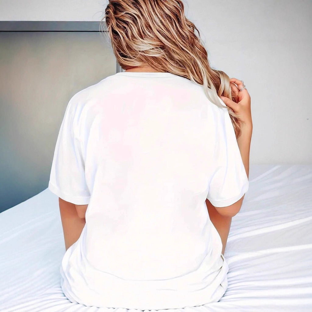 Printed Cherry Pattern Round Neck T-shirt