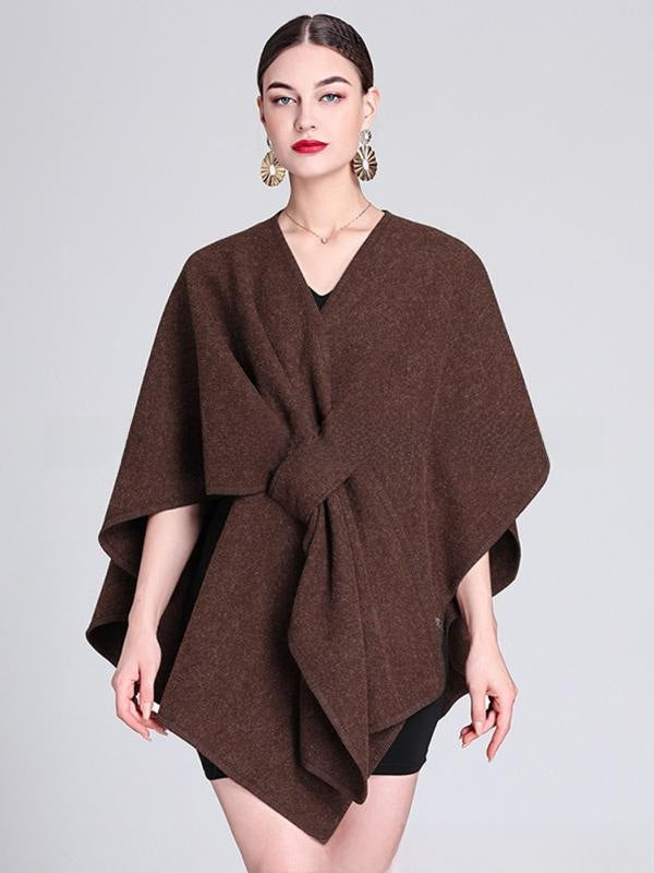 Aurelia Cross-Front Woolen Shawl Cloak