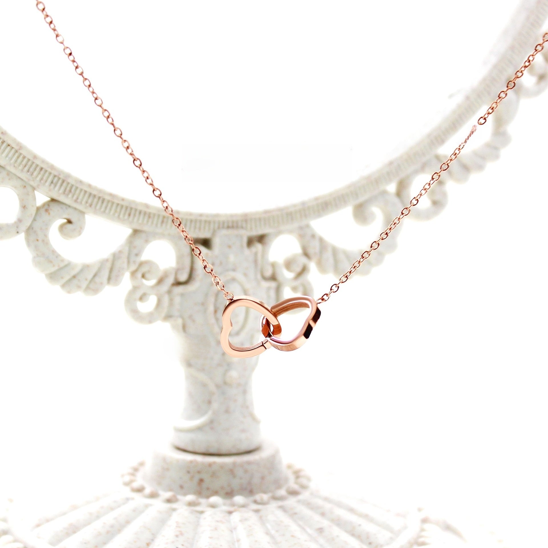 Double Heart Engraved Necklace with Gift Box