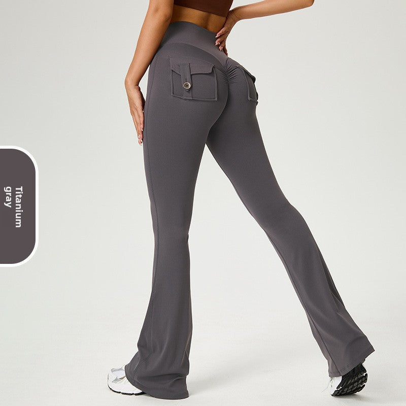 Lula Flared High-Waisted Yoga Pants with Pockets