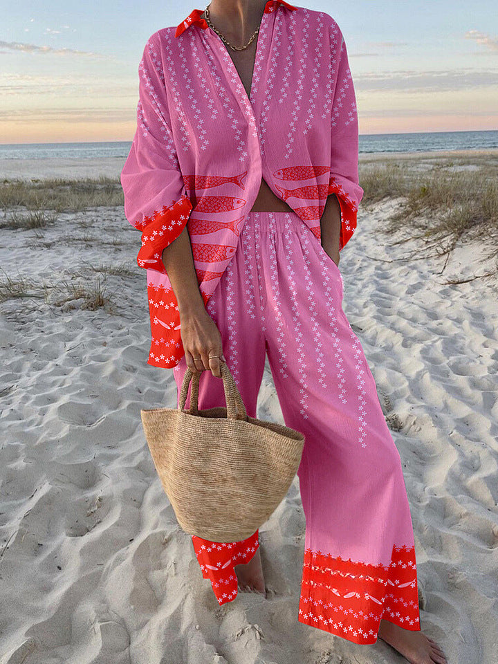 women colorful beach suit set