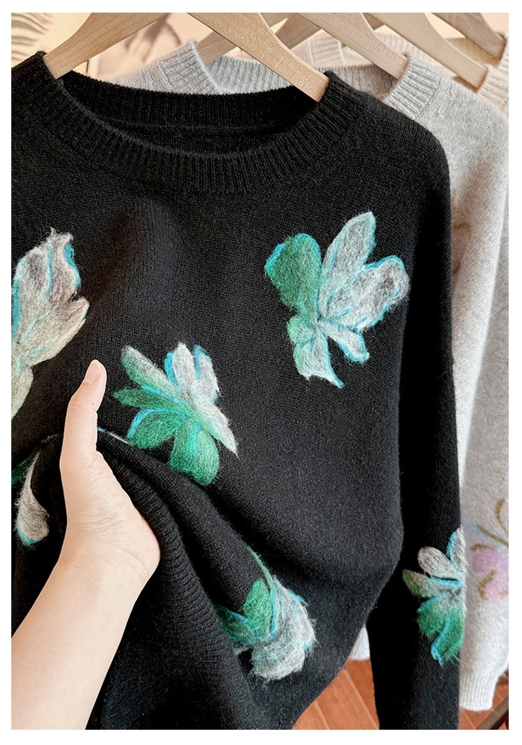 Cashmere butterfly flower sweater