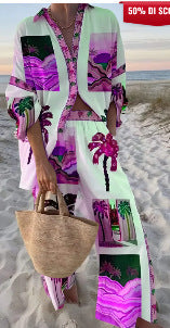women colorful beach suit set