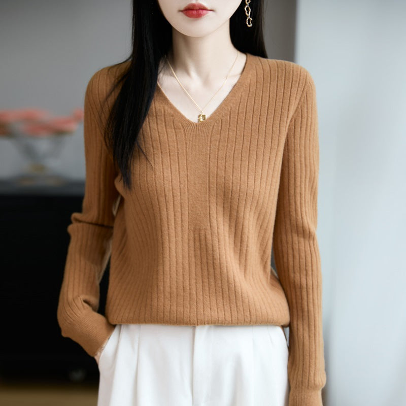 Millie V-neck knit top for women