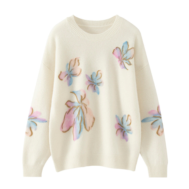 Cashmere butterfly flower sweater