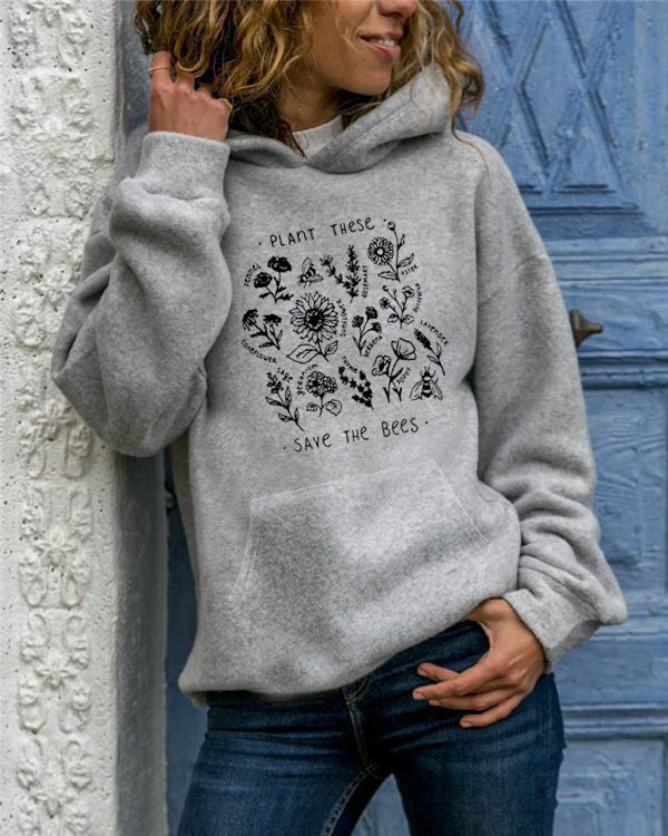 Hooded Sweat Flower Print