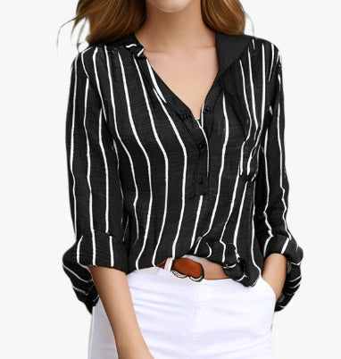 Women's printed striped blouse